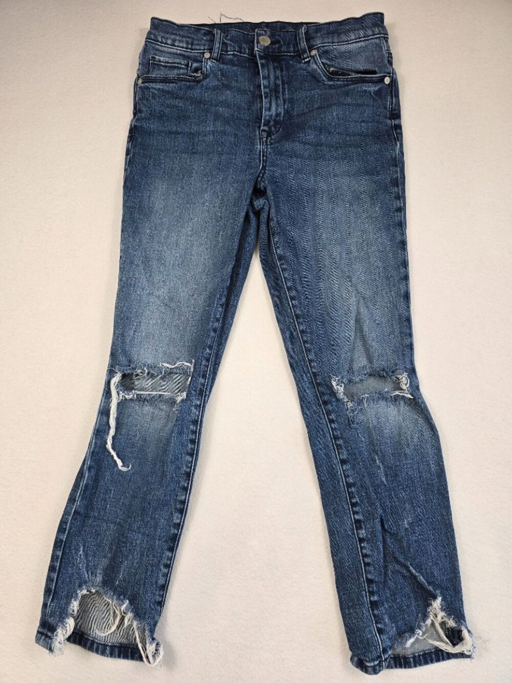 Blanknyc 28 The Madison High Rise Crop Jeans Distressed Blue Denim